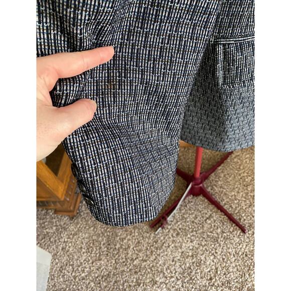 Blazer Vintage 1970s polyester broken stripe black blue - Picture 8 of 12